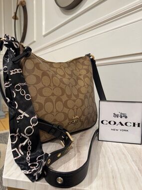 Coach Ellie File Bag in Signature Brown Crossbody Bag